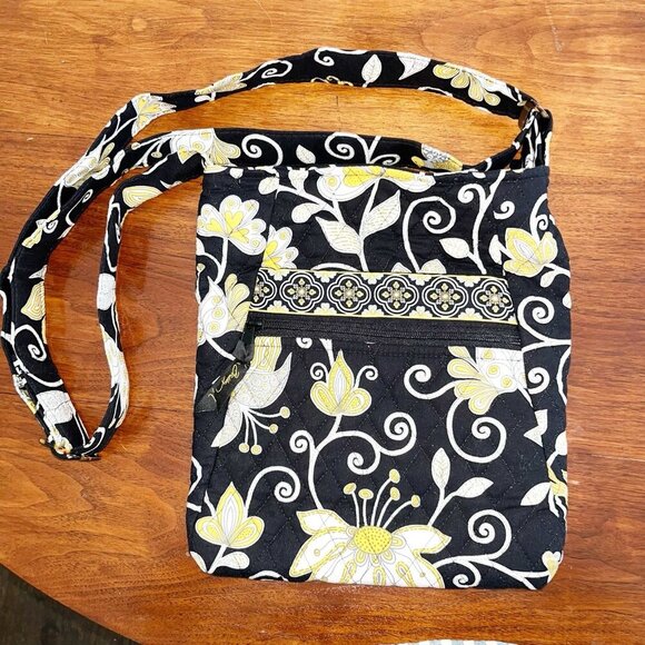 Vera Bradley 3 Piece Set Hipster Crossbody Purse glasses & ID case Yellow Bird - Picture 5 of 10